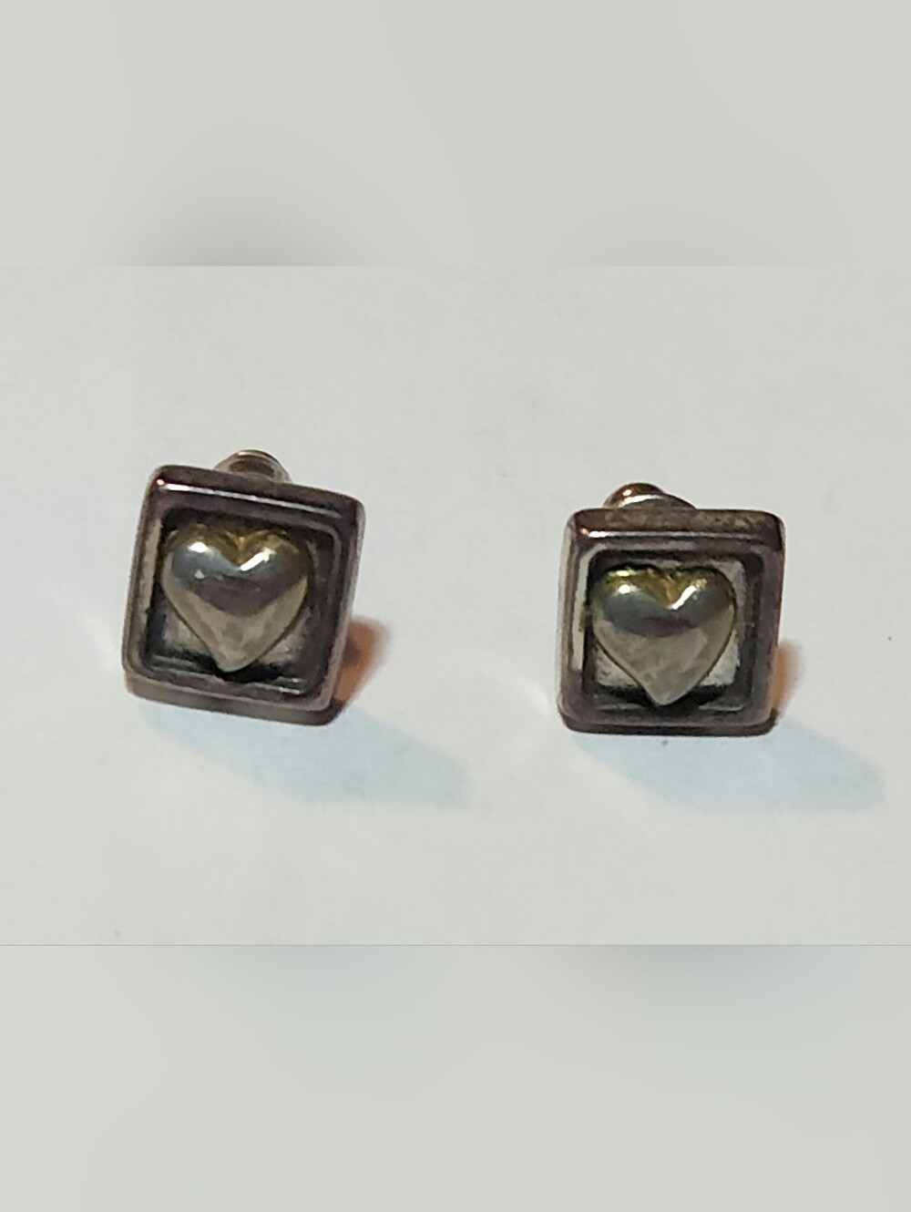 Vintage Heart Of Gold Square Stud Earrings
